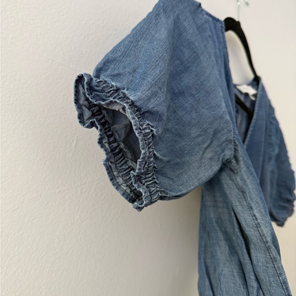 Lightweight Chambray Jumpsuit Tie-Waist Wide Leg Loft Size XS Denim Minimalist - Picture 6 of 11